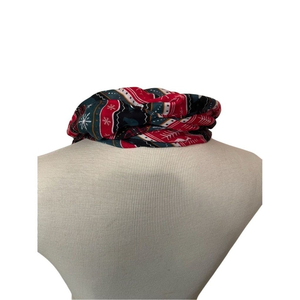 Women Christmas Infinity Scarf Deer Snowflake Pattern old world folk grandmacore - Picture 4 of 8